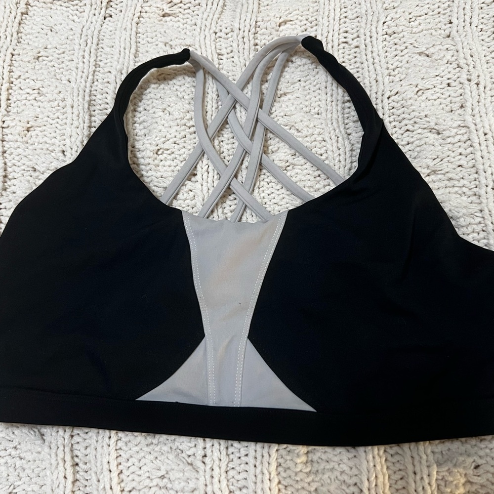 BuffBunny Black and White Crisscross Sports Bra